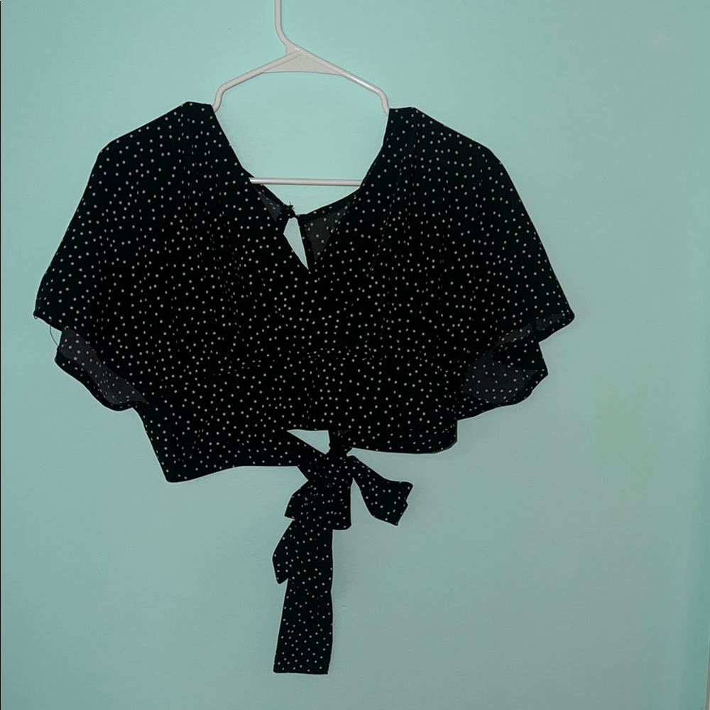 Black Polka Dot Women's Top